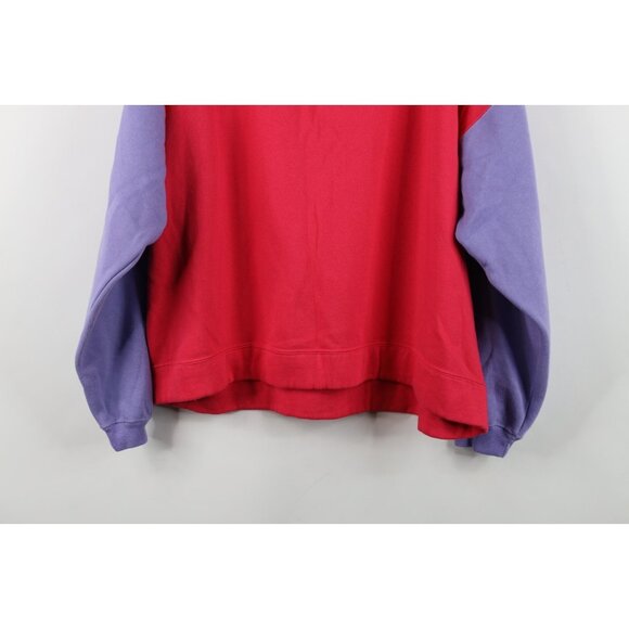 Vtg 80s 90s Converse Womens XL Spell Out Color Block Sweatshirt Pink Purple - Picture 13 of 13